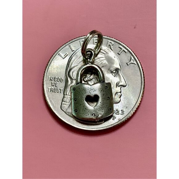 .925 Heart Lock Sterling Silver Jewelry Charm #love - Picture 3 of 3